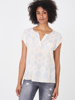 Zijden top met Azteken-print