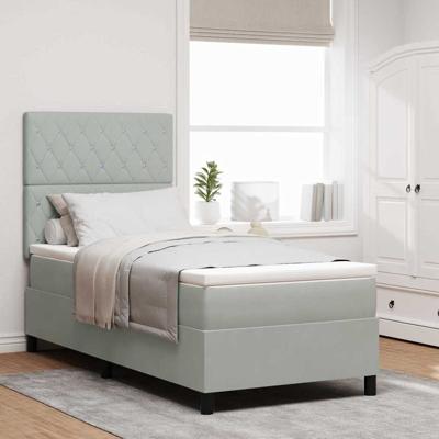 Boxspringbed met matras en LED fluweel lichtgrijs 90x190 cm