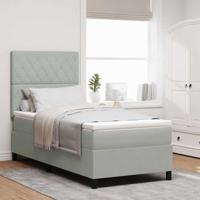 Boxspringbed met matras en LED fluweel lichtgrijs 90x190 cm