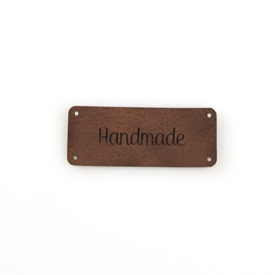 Leren label 'Handmade' 20x50mm - 3 stuks Leren label 'Handmade' 20x50mm - 3 stuks