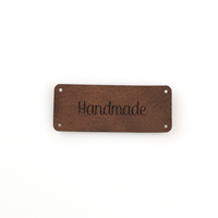 Leren label 'Handmade' 20x50mm - 3 stuks - thumbnail