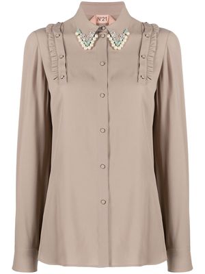 Nº21 blouse à col à ornements - Tons neutres