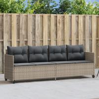 Ligbed met kussen poly rattan lichtgrijs - thumbnail