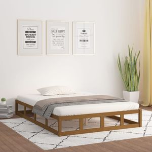 Bedframe massief hout honingbruin 150x200 cm 5FT King Size