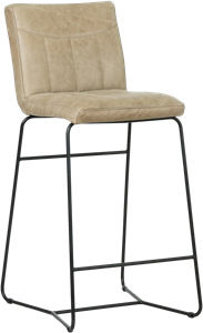 Taupe leren industriële barkruk Retro - poot rond zwart - Vintage Leer Taupe (taupe leer)