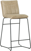 Taupe leren industriële barkruk Retro - poot rond zwart - Vintage Leer Taupe (taupe leer)