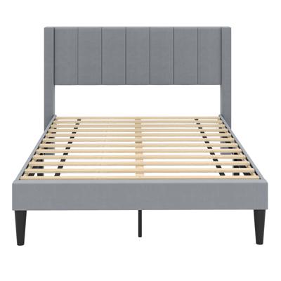 Geïsoleerd Tweepersoonsbedframe voor 200 x 140 cm Matras Platformbed met Hoofdeinde Bedframe Grijs