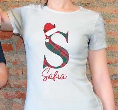 Kerst t shirt Beginletter kerst met naam