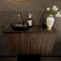 Mondiaz Fowy toiletmeubel 80cm dark brown met blad en waskom urban links zonder kraangat