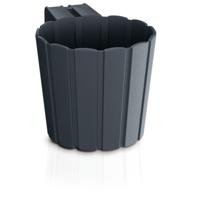 Prosperplast balkon plantenpot - bloempot met haak - antraciet - kunststof - D14 cm