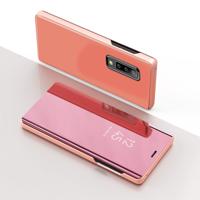 Voor Galaxy A90 5G galvaniseren spiegel horizontale Flip PU lederen draagtas met houder (Rose)