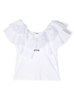 MSGM Kids t-shirt en coton à col volanté - Blanc