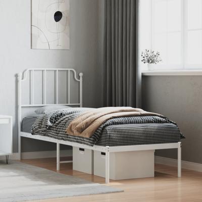 Bedframe met hoofdbord zonder matras metaal wit 75x190 cm