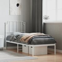 Bedframe met hoofdbord zonder matras metaal wit 75x190 cm