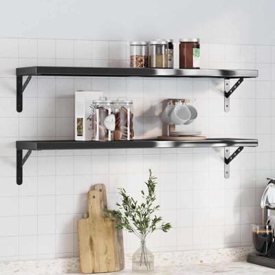Wandschappen 2 st 100x23,5x3 cm roestvrijstaal zwart
