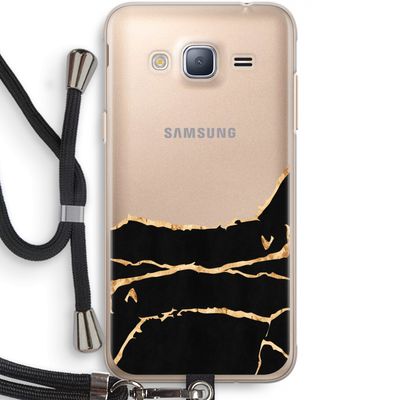 Gouden marmer: Samsung Galaxy J3 (2016) Transparant Hoesje met koord