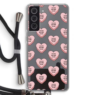 Chicks before dicks: Samsung Galaxy S21 FE Transparant Hoesje met koord