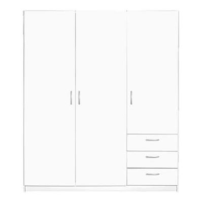 Kledingkast Varia 3-deurs - wit - 175x146x50 cm - Leen Bakker