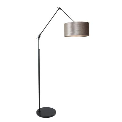 Steinhauer Vloer LeeslampPrestige Chic zwart met 40cm taupe velourse kap - 8116ZW