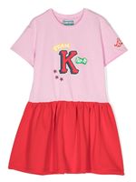 Kenzo Kids robe bicolore à logo imprimé - Rose - thumbnail