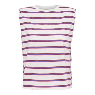 ONLY gestreepte top ONLJEN van biologisch katoen wit/blauw/rood