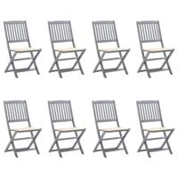 Tuinstoelen 8 st inklapbaar met kussens massief acaciahout