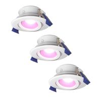 Set van 3 Lima smart inbouwspots - Wifi + Bluetooth - RGBWW - GU10 5,5 Watt 345 Lumen - Kantelbaar - Google Home, Amazon Alexa en Siri - IP65 Waterdicht - Wit - Bestuurbaar via app en stem