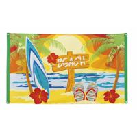 Tropische Hawaii party versiering - vlag van 90 x 150 cm - muur - polyester - thumbnail