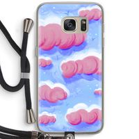 Roze wolken met vogels: Samsung Galaxy S7 Transparant Hoesje met koord