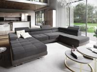 OP=OP Slaapbank met opbergruimte Sem | Rechts | U-bank XL - Velvet Grijs