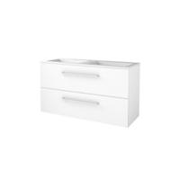 Basic-Line Start 46 Badkamermeubelset - 120 x 46 cm - Met Grepen - 2 Lades - Acryl Wastafel - 2 Kraangaten - Ice White