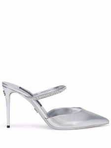 Dolce & Gabbana mules ornées de cristal à bout pointu - Gris