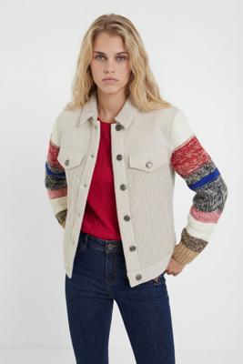 Truckerjack met twee materialen - WHITE - XL