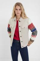 Truckerjack met twee materialen - WHITE - XL