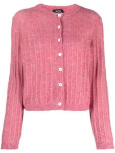 A.P.C. cardigan métallisé Milena à design bervuré - Rose