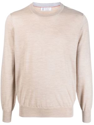 Brunello Cucinelli pull en maille fine à col rond - Tons neutres