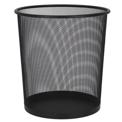 Kantoor prullenbak - 9 liter - zwart - metaal - papiermand - 19 x 23 x 27 cm