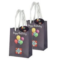 Cepewa verjaardag giftbags/cadeau tasjes - 6x - zwart - happy birthday - ballonnen - 11 x 14 x 6 cm