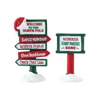Lemax north pole signs s/2 kerstdorp accessoire Santa&apos;s Wonderland 2018