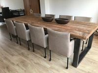 Set van 8 leren kuip eetkamerstoelen - met wieltjes - bruin leer - Echt leer, Modern, ontdek de vele Leersoorten en Kleuren bij ShopX