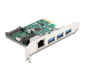 Delock 90105 PCI Express x1-kaart naar 3 x USB 5 Gbps Type-A female + 1 x Gigabit LAN