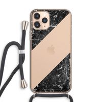 Zwart marmer: iPhone 11 Pro Transparant Hoesje met koord