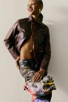 Bordeauxkleurige jas met leerlook - RED - XL