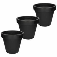 Bloempot/plantenpot voor binnen en buiten - 3x - D35 x H31 cm - antraciet grijs - kunststof Bloempot/plantenpot voor binnen en buiten - 3x - D35 x H31 cm - antraciet grijs - kunststof