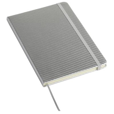 Notitieboekje/schrift harde kaft - zilver - A5 formaat - met sluitband en bladwijzer - 80 pag
