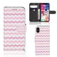 Apple iPhone X | Xs | Telefoon Hoesje | Waves Roze | Portemonnee hoesje