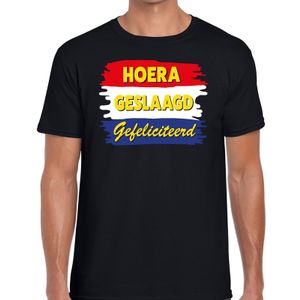 Hoera geslaagd gefeliciteerd t-shirt zwart heren