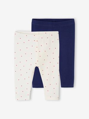 Set van 2 basic babyleggings marineblauw