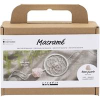 Creativ Company Mini hobbyset macramé, dromenvanger met rozenkwarts, lichtroze, wit, 1 doos