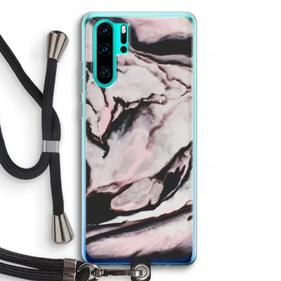 Roze stroom: Huawei P30 Pro Transparant Hoesje met koord